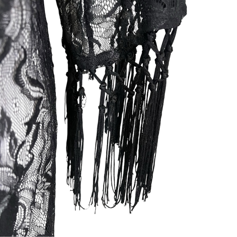 Disturbia Black Kimono Lace Maxi Snake Shaw XS - Picture 5 of 6
